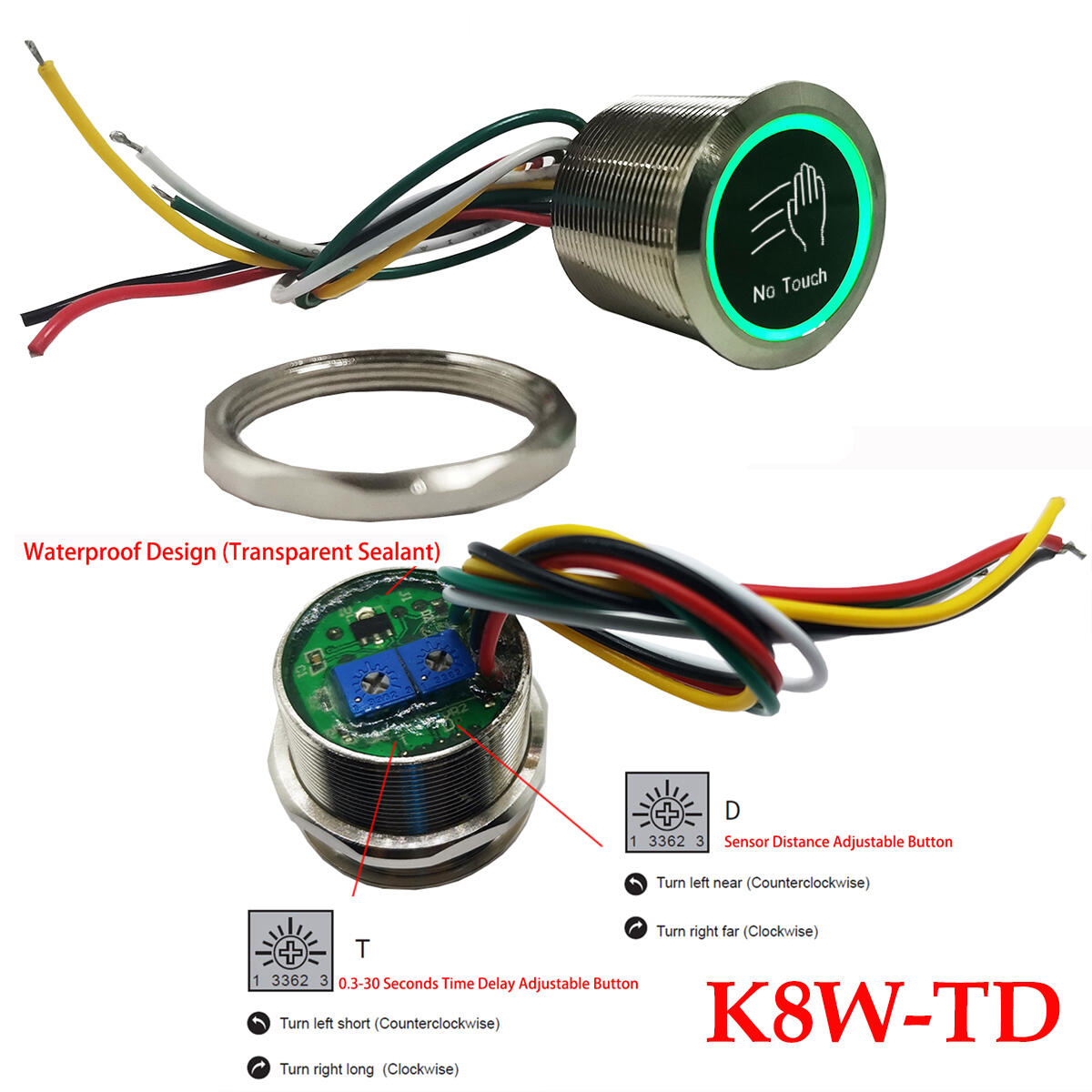 K8W-TD WaterProof No Touch Exit Button